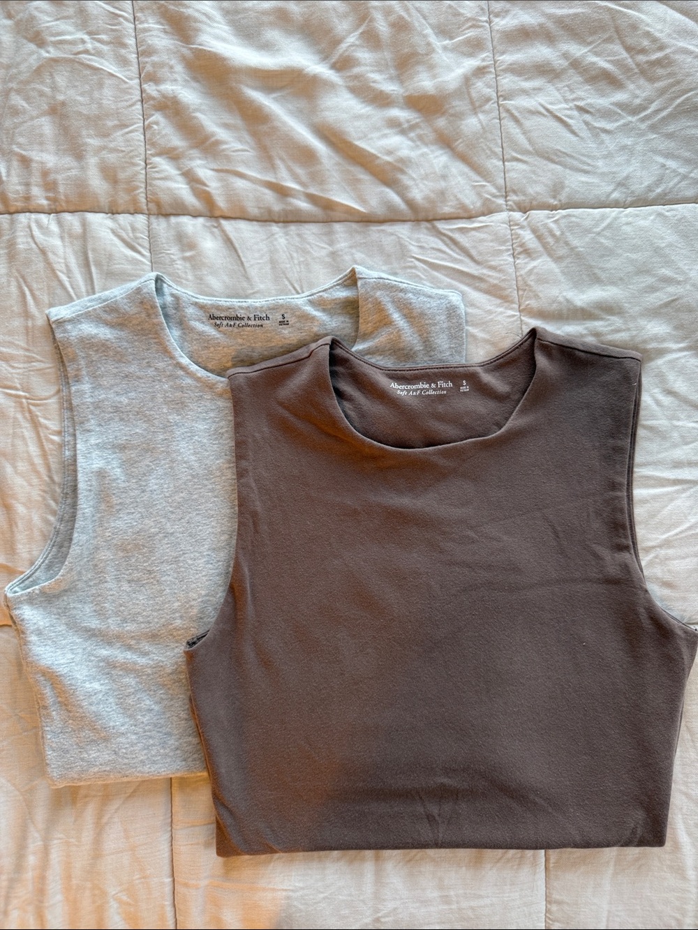 Abercrombie & Fitch Kids Two-Pack Tank Tops in Brown and Light Gray